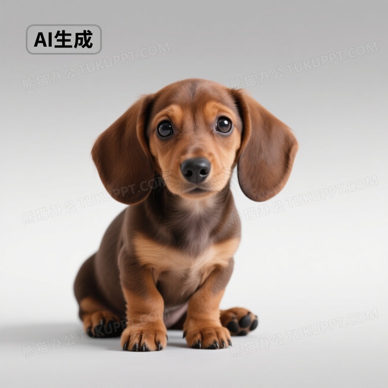 腊肠犬幼犬居中凝视柔光图片