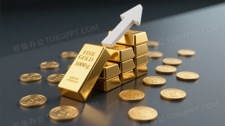 金条金币与上升箭头图表图片
