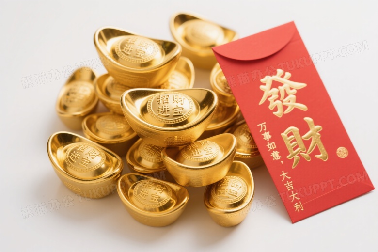金元宝与利是封静物图片