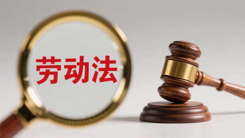 劳动法汉字与法槌特写图片