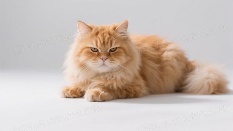 橘色波斯猫不满表情特写图片