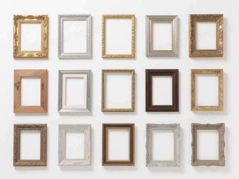 十六种空画框整齐排列图片