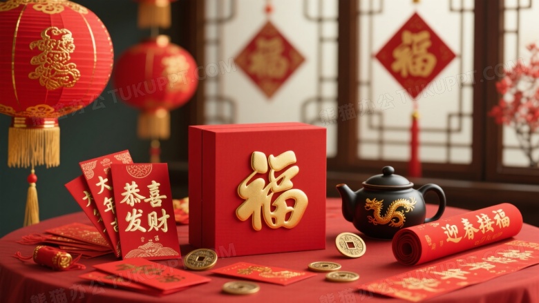 春节节庆桌面布置柔光图片