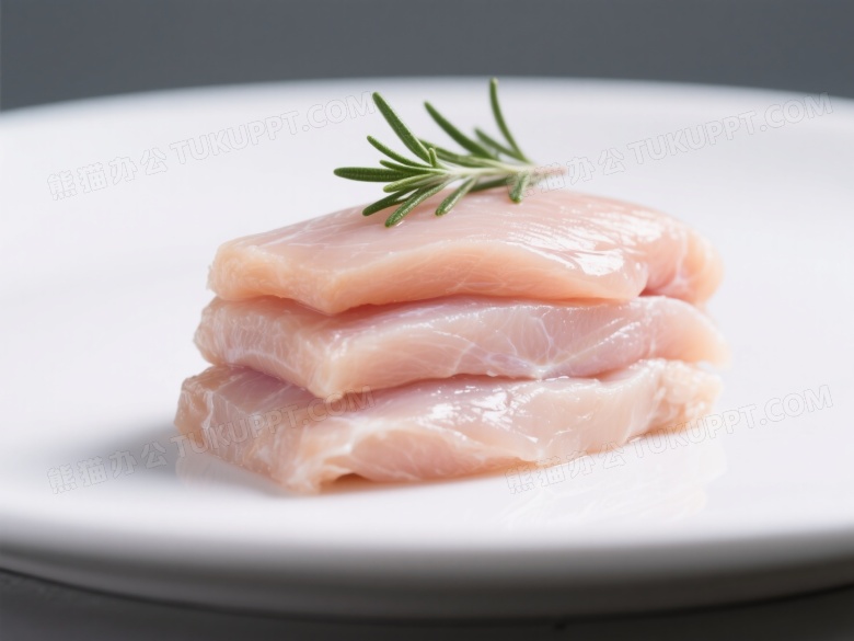 鸡胸肉切片迷迭香点缀图片