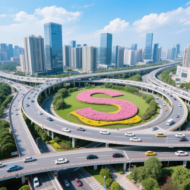 俯拍城市立交桥枢纽图片