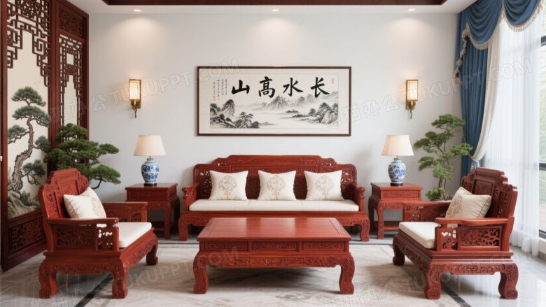 中式古典客厅陈设高清图片