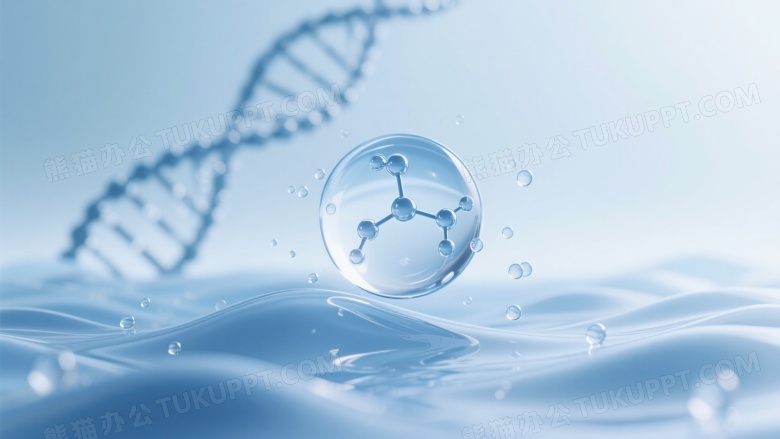 液态波浪中悬浮分子水滴图片