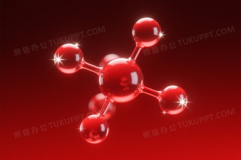 红色分子结构悬浮柔光图片