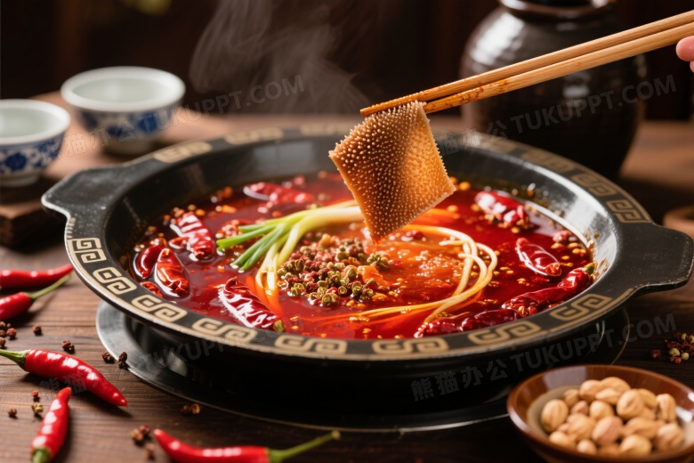 川式麻辣火锅特写图片