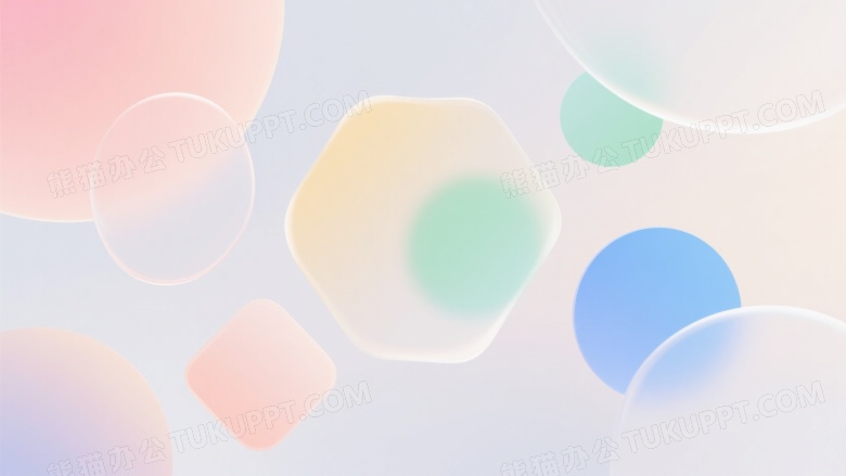 渐变背景中漂浮几何图形图片
