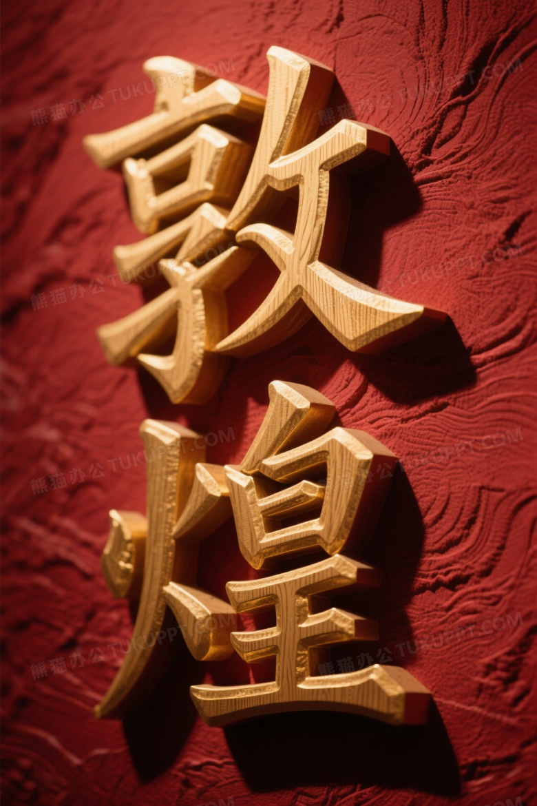 敦煌汉字浮雕墙侧逆光图片