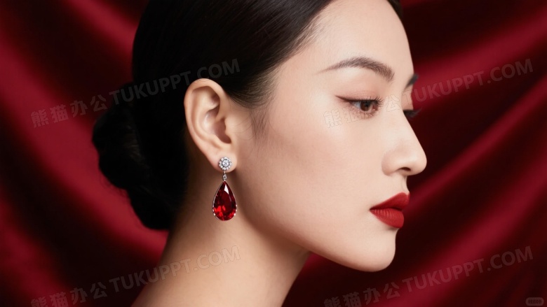 亚洲女性侧脸珠宝广告图片