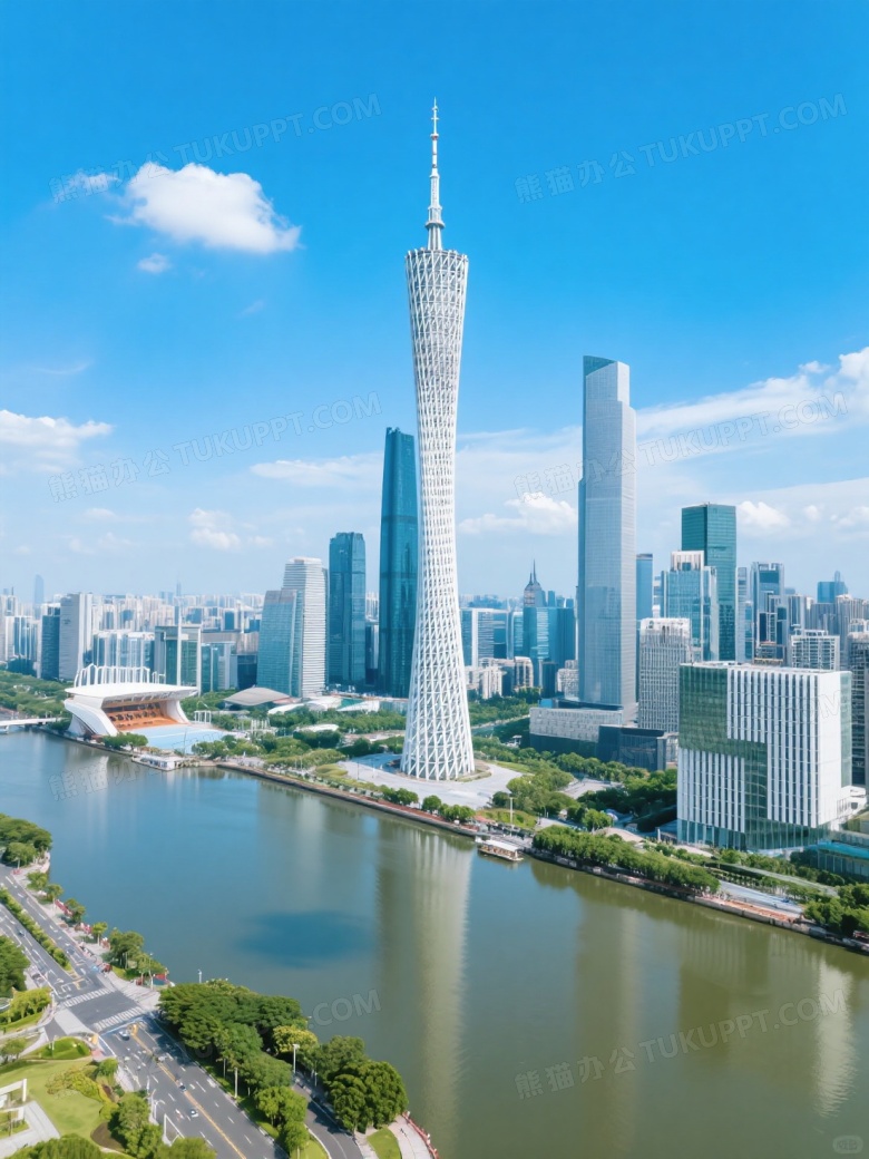 广州塔珠江新城高空俯瞰图片