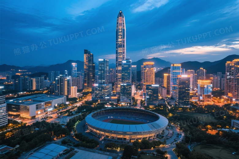 深圳夜景俯拍城市地标图片