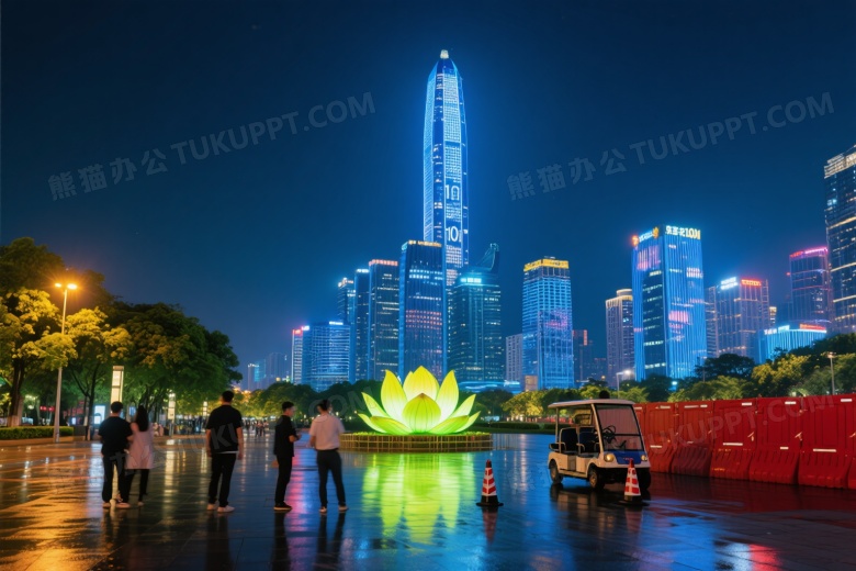 深圳福田CBD夜景天际线图片