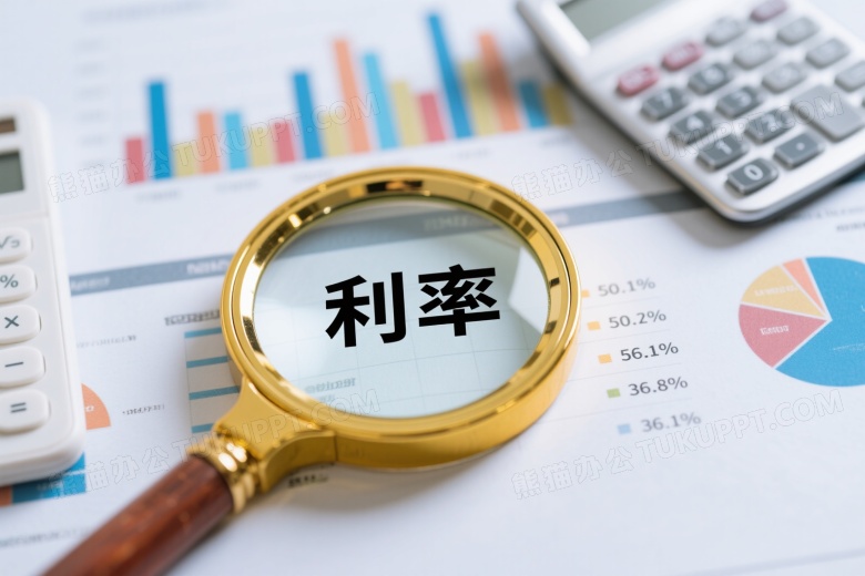 放大镜聚焦财务报表利率图片