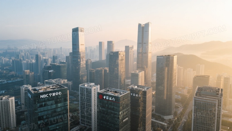 现代都市天际线俯瞰图片