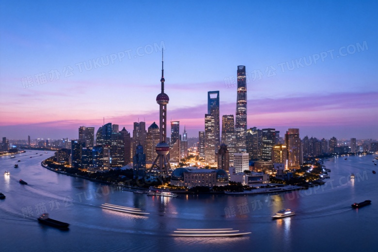 黄昏俯瞰陆家嘴天际线图片