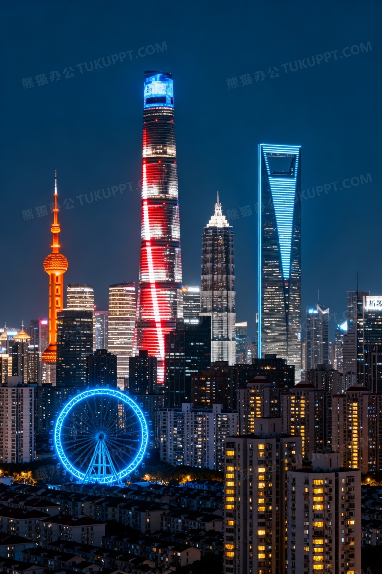 夜景俯瞰陆家嘴天际线图片