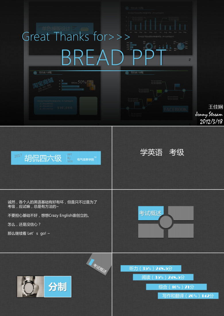 英语四六级考试培训演讲宣传PPT模板