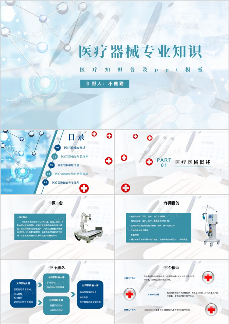 手绘简约医疗器械使用培训PPT模板