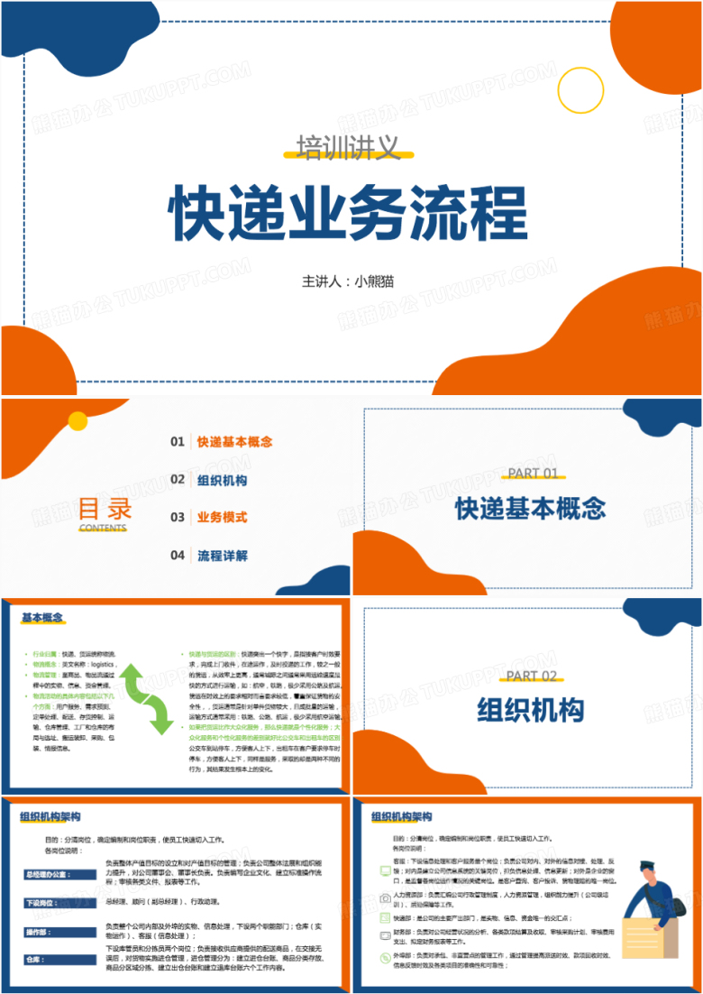 快递业务流程企业物流配送PPT模板