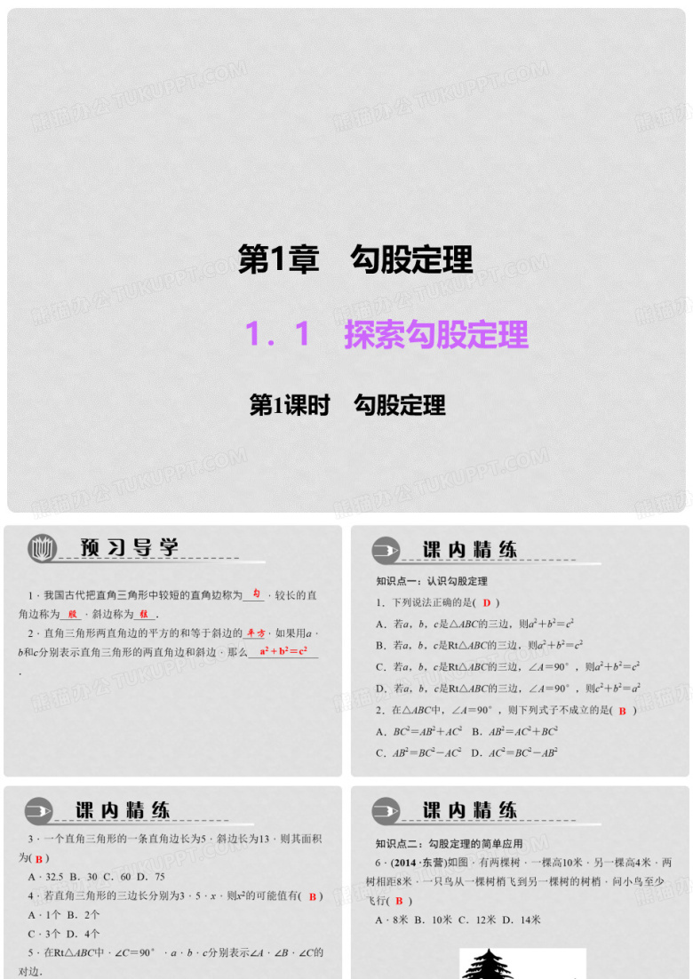 八年级数学上册 第1章《勾股定理》（第1课时）勾股定理课件 （新版）北师大版
