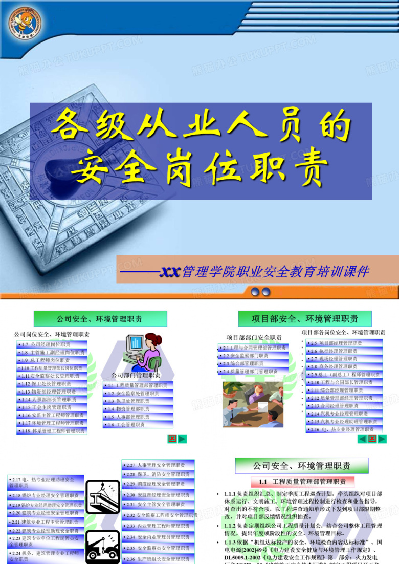 各级从业人员的安全岗位职责培训课件