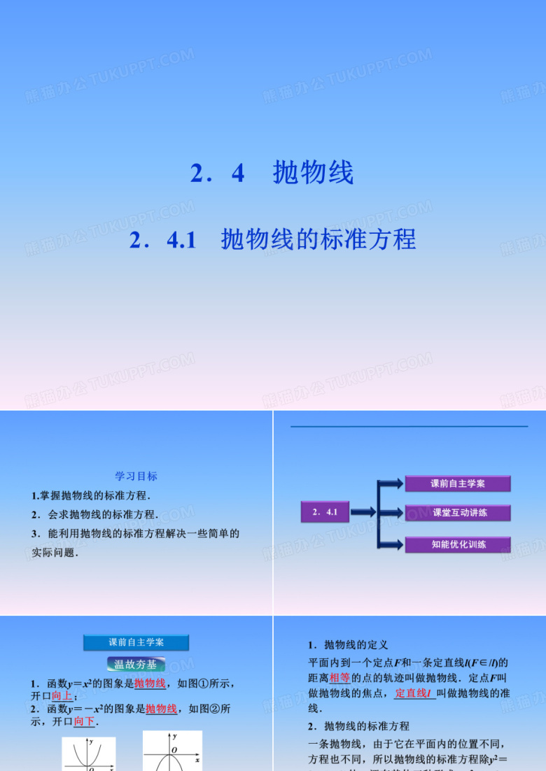高中数学 第2章2.4.1抛物线的标准方程精品课件 苏教版选修2-1