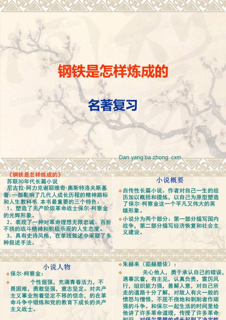 钢铁是怎样练成的复习题..