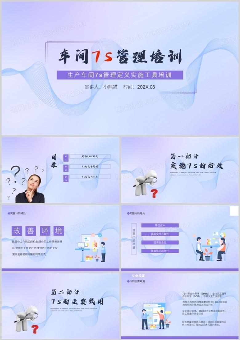 生产车间7s管理定义实施工具培训PPT模板