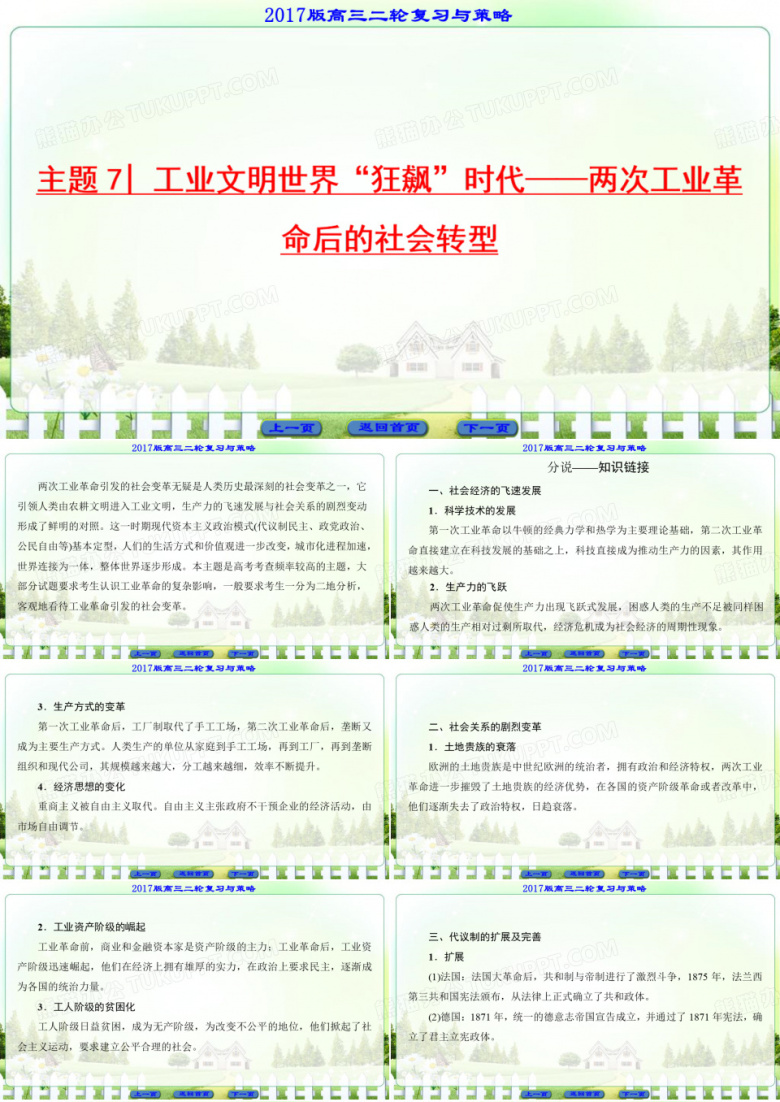 二轮复习 主题7 工业文明世界&ldquo;狂飙&rdquo;时代&mdash;&mdash;两次工业革命后的社会转型 名师制作优质课件(21张)