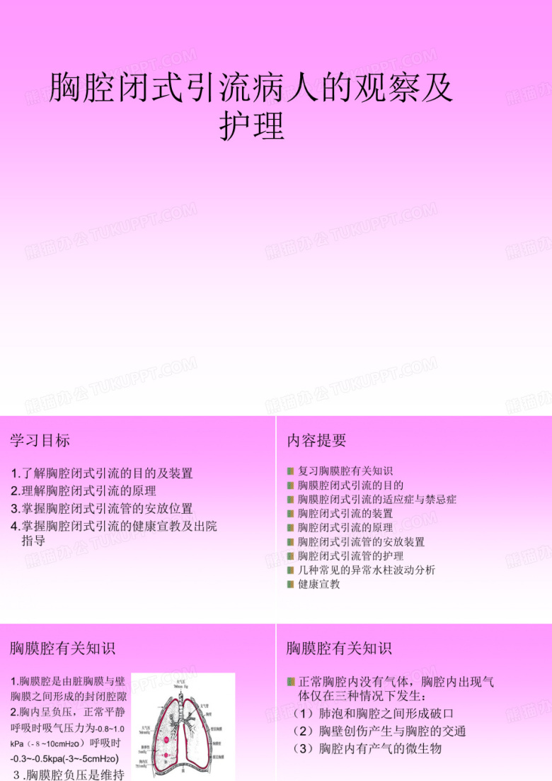 胸腔闭式引流病人观察及护理