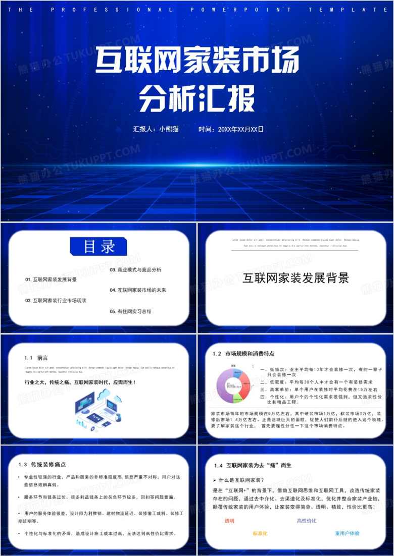 互联网家装市场分析汇报PPT模板