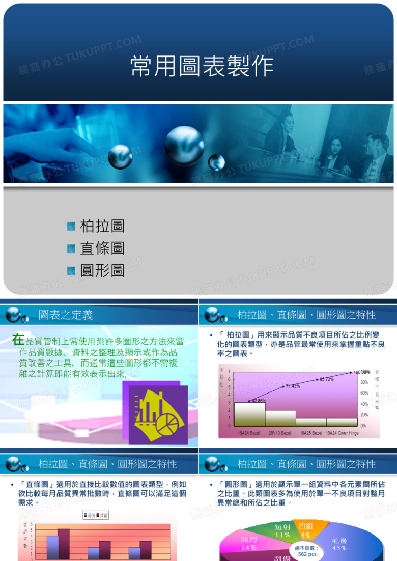 常用图表制作-柏拉图-直条图-圆形图