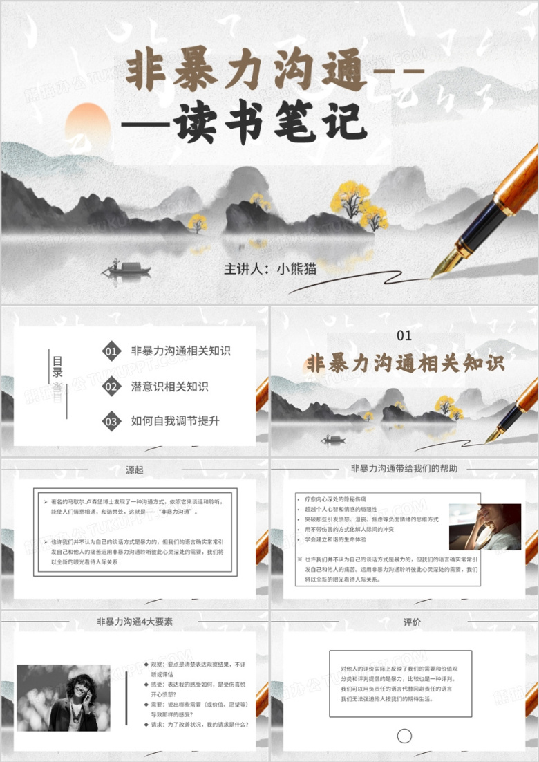 读书分享非暴力沟通PPT模板
