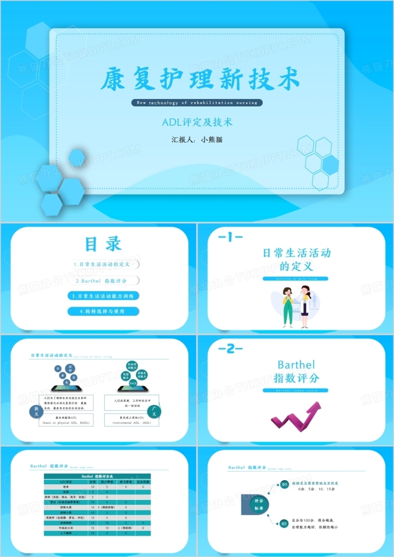 蓝色简约风康复护理新技术PPT模板