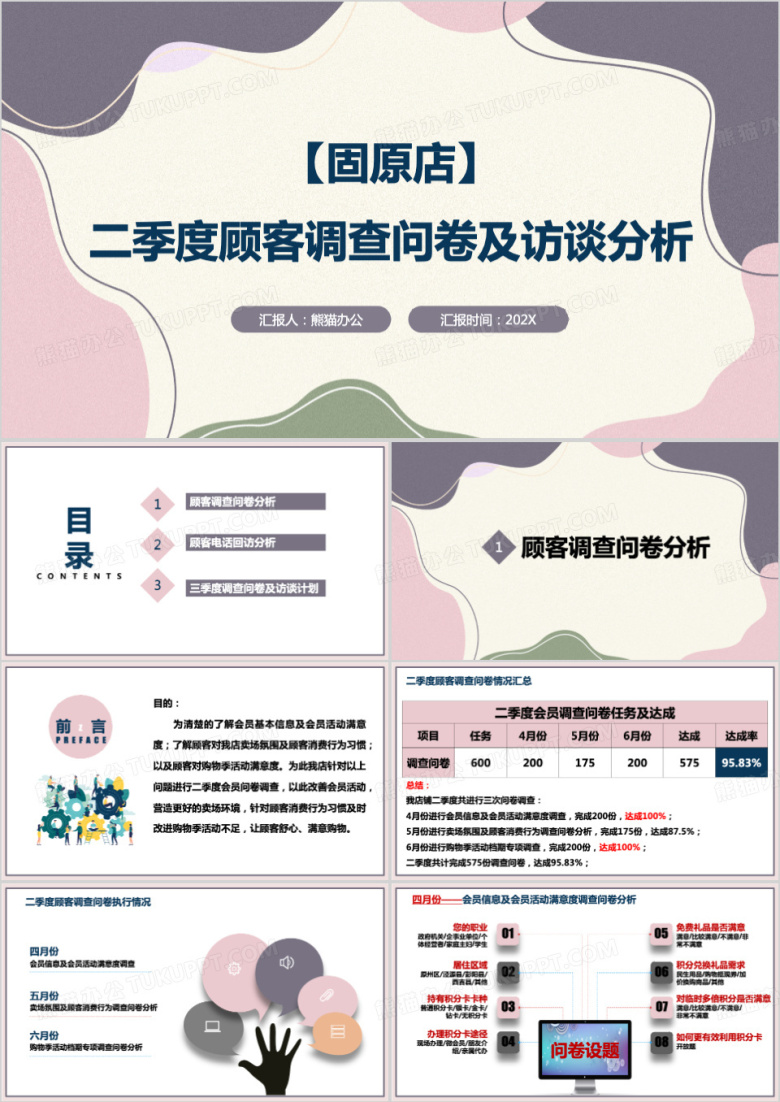 顾客调查问卷及访谈分析PPT模板 