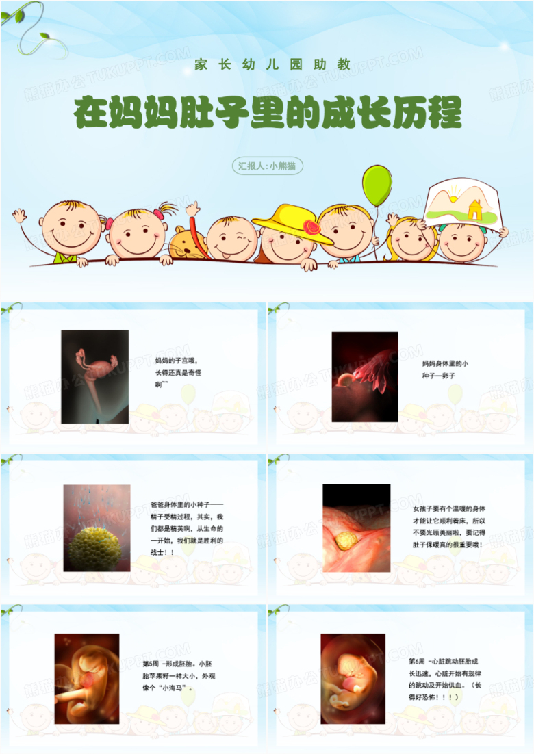 在妈妈肚子里的成长历程PPT模板