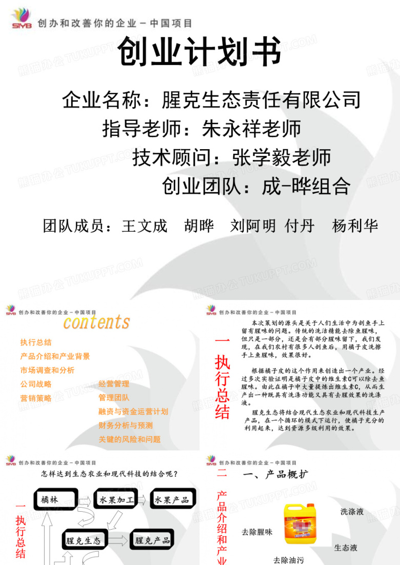 创业计划演示文稿(挑战杯)