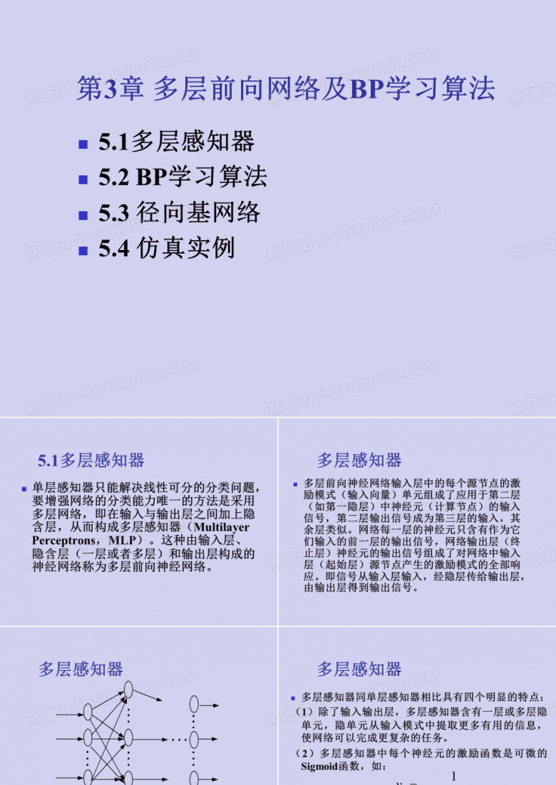 多层前向网络及BP学习算法