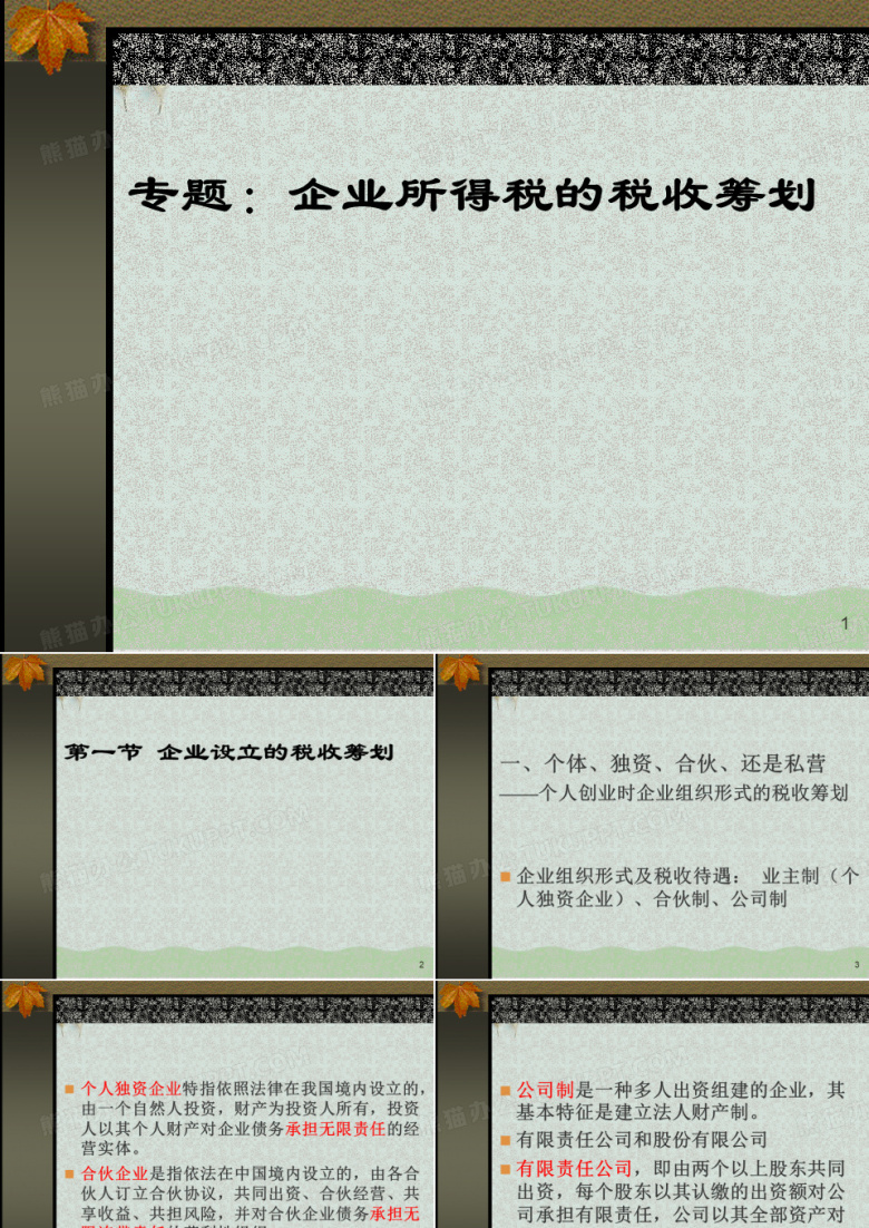 企业所得税的税收筹划专题培训PPT课件( 32页)