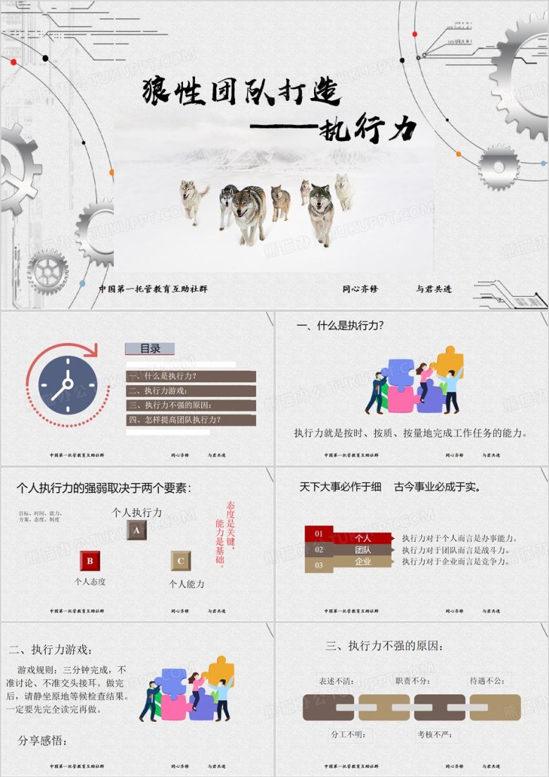 狼性团队打造提升执行力培训PPT模板