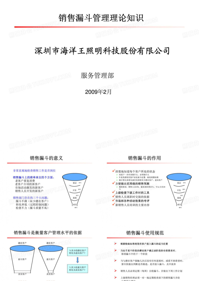 深圳市海洋王照明科技股份有限公司销售漏斗管理理论知识-优选PPT