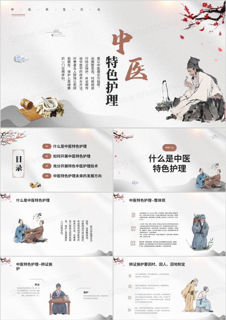 中国风中医特色护理PPT模板