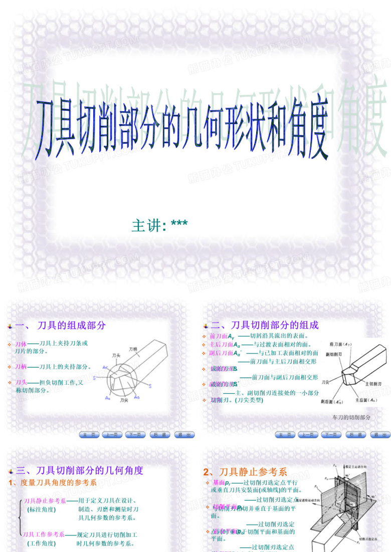 刀具切削部分的几何形状和角度