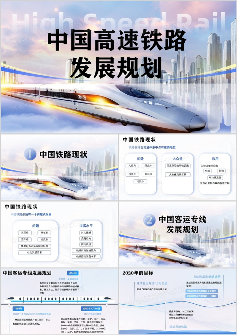 中国高速铁路发展规划ppt模板
