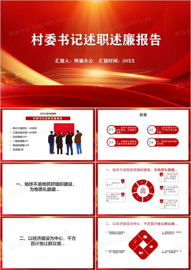 村委书记述职述廉报告PPT模板