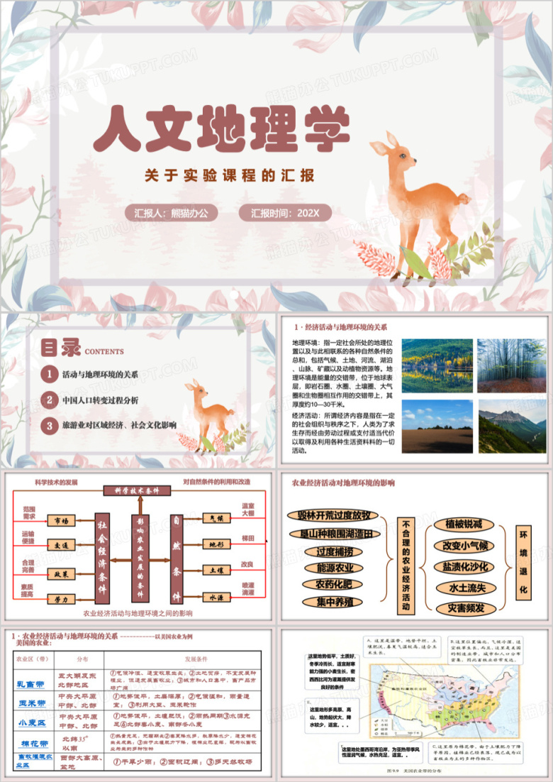 人文地理学实验课程汇报PPT模板