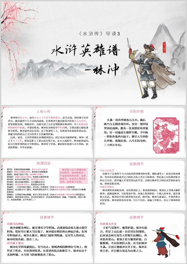 古风水浒传导读林冲介绍PPT模板
